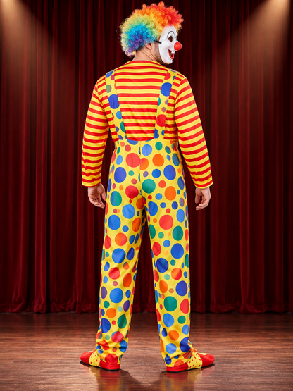 Adult Clown Costume Made of Polyester with Wig and Mask
