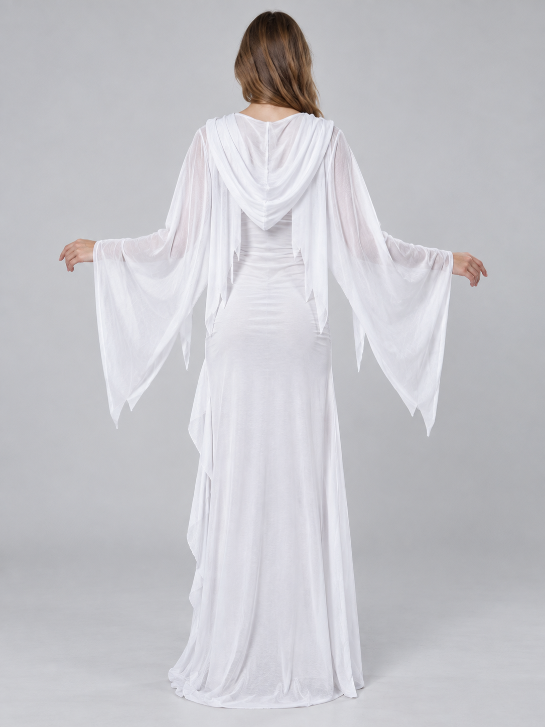 Ghost Costume: White Dress and Hooded Cape