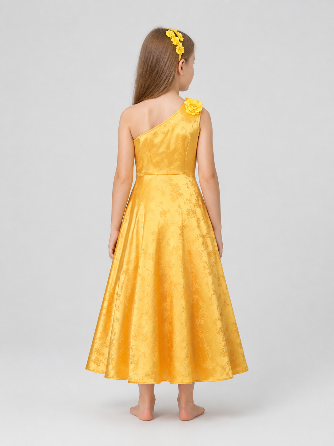 Judy Cosplay Dress, Yellow, Long, with Flowers back view