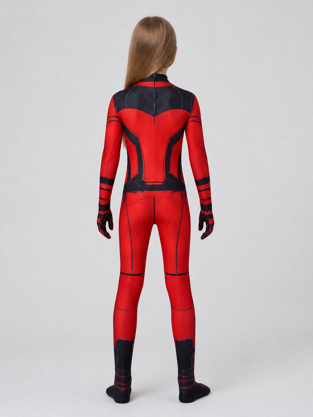 Daredevil Cosplay Jumpsuit, Red and Black, for Halloween back view