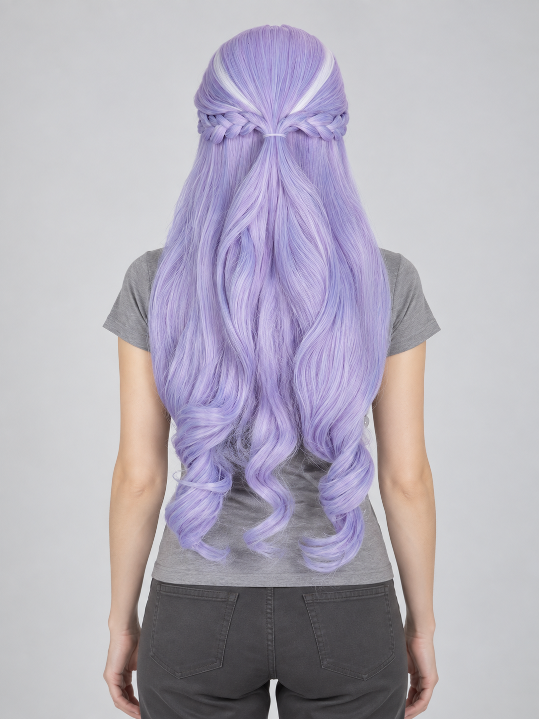 Light Purple Wavy Cosplay Wig with Bangs