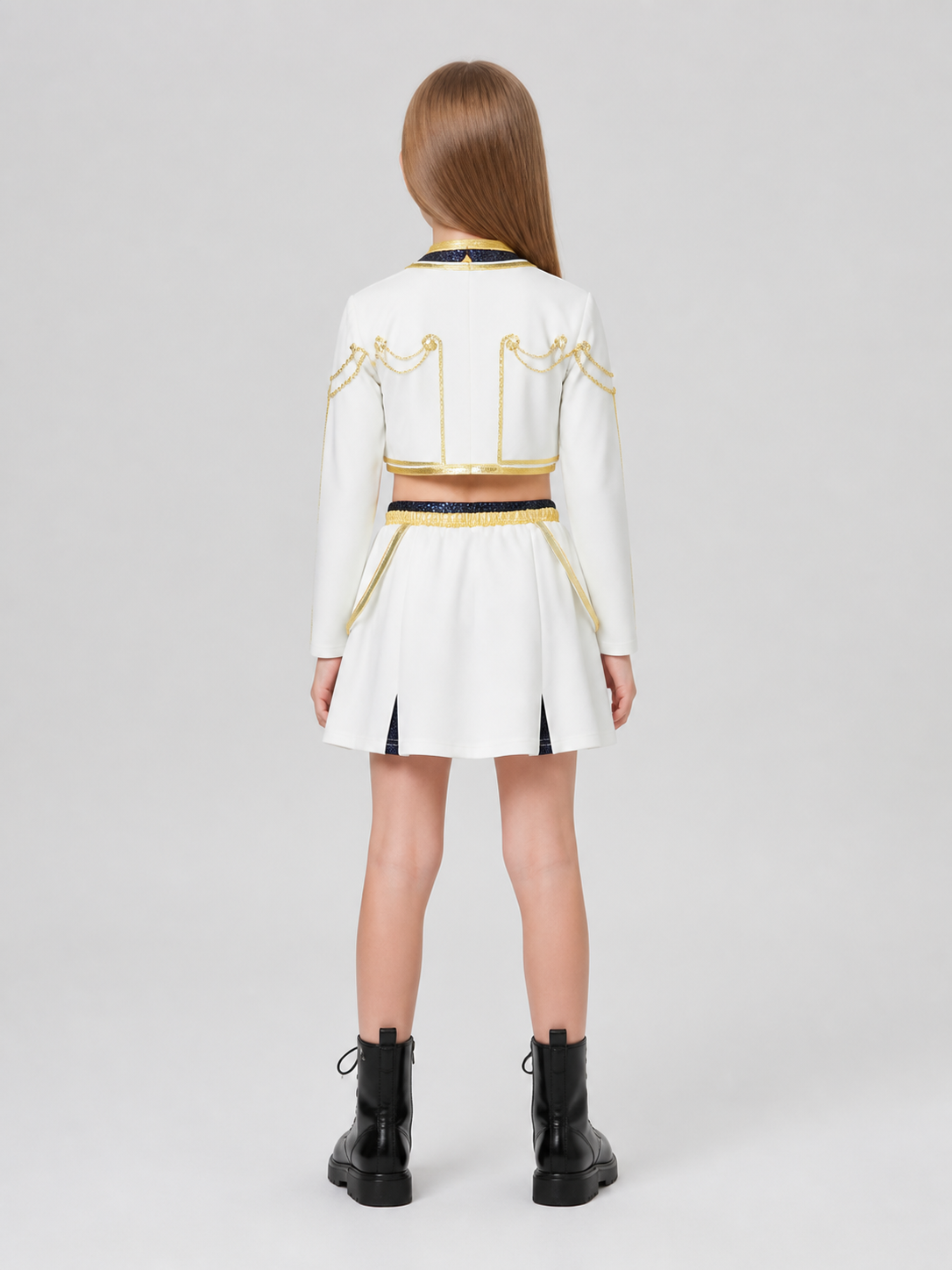 Cosplay Costume for Performances, 3-Piece Set, White and Gold back view