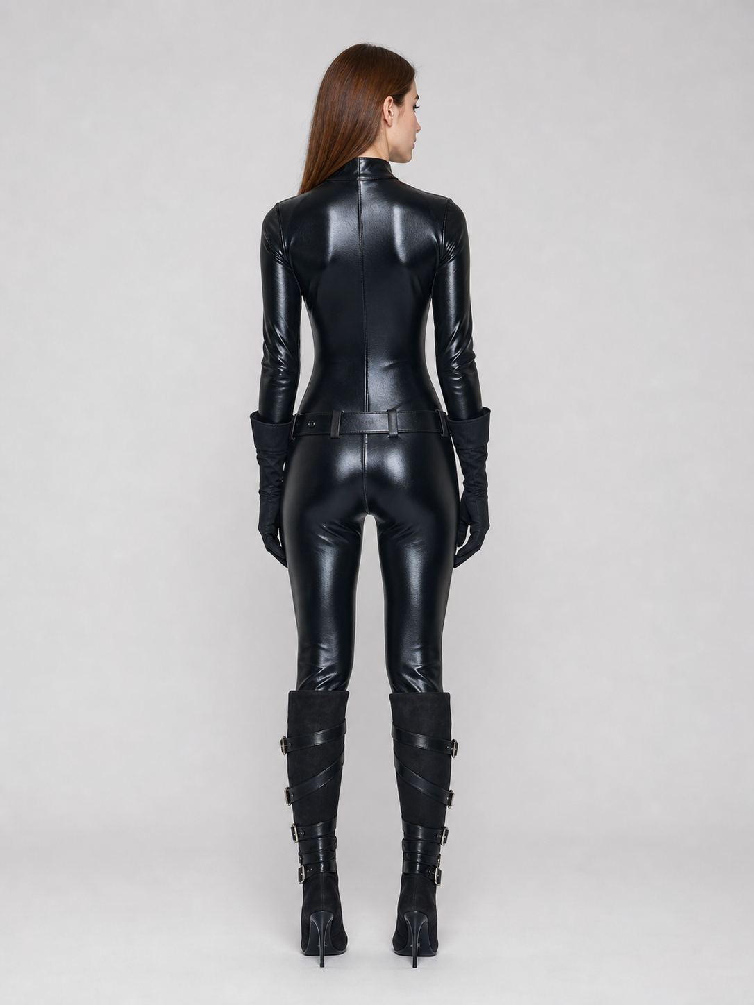 Black Animal Character Costume with Mask and Gloves back view