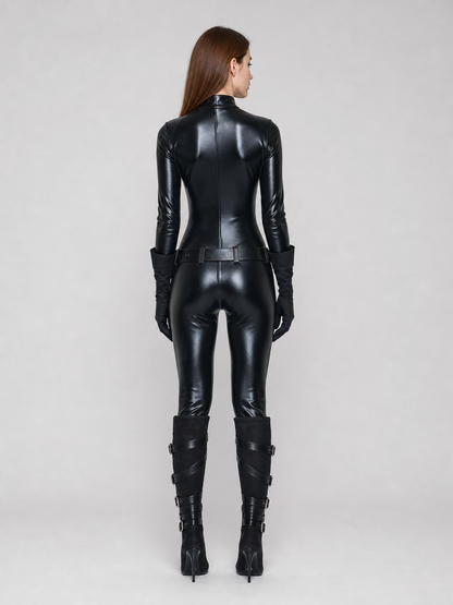 Black Animal Character Costume with Mask and Gloves back view