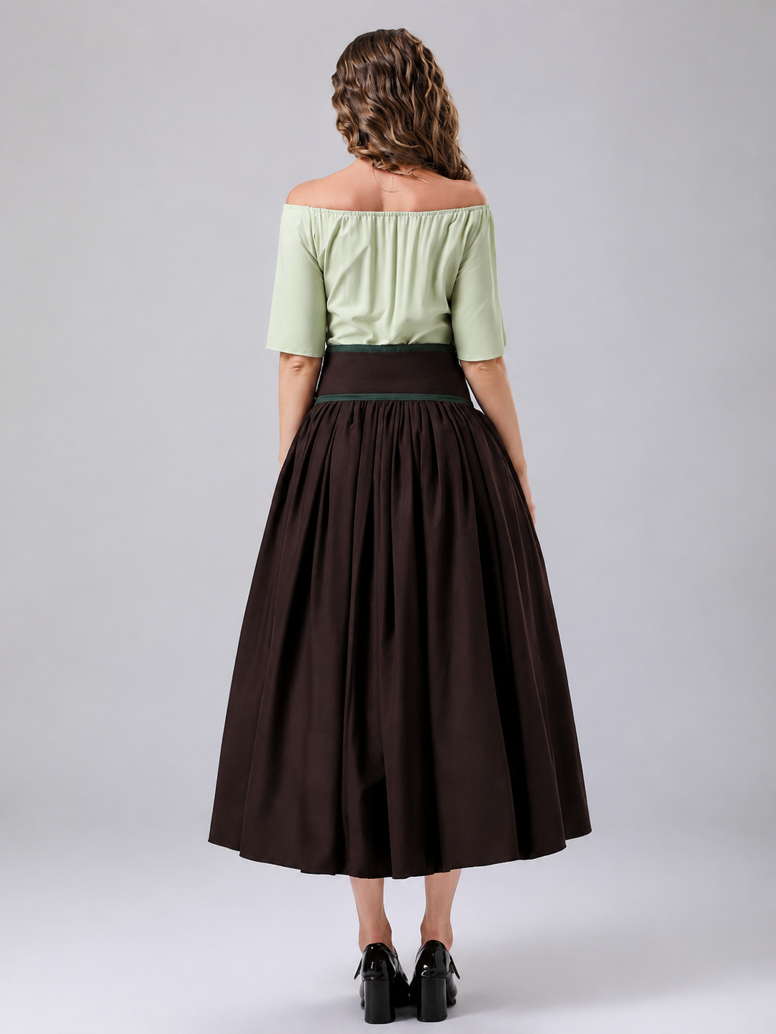 Medieval-Style Midi/Maxi Dress with Corset Belt back view