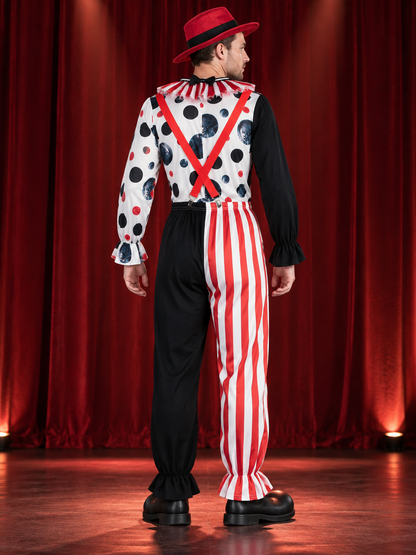 Polka Dot Clown Costume with Bow and Hat