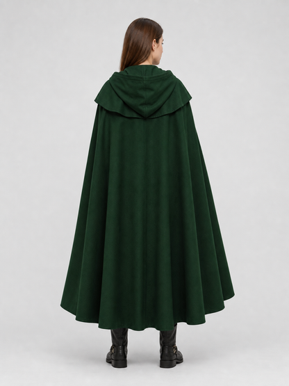 Gothic Medieval Hooded Cloak, Dark Green