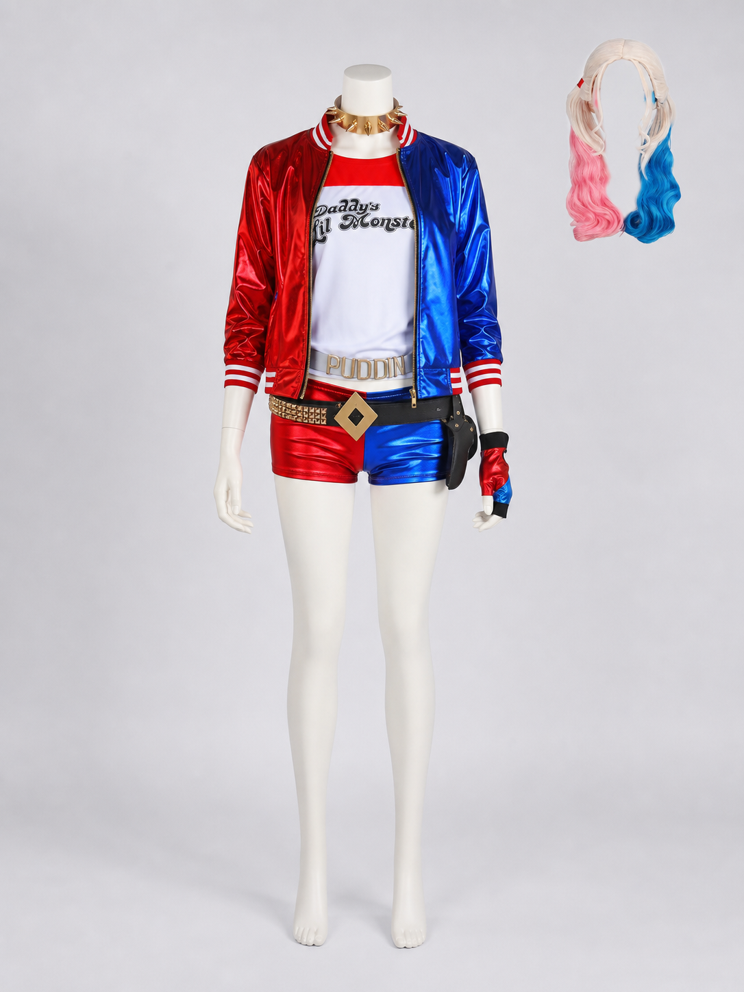 Harley Quinn Cosplay Costume: Jacket, Shorts, Wig
