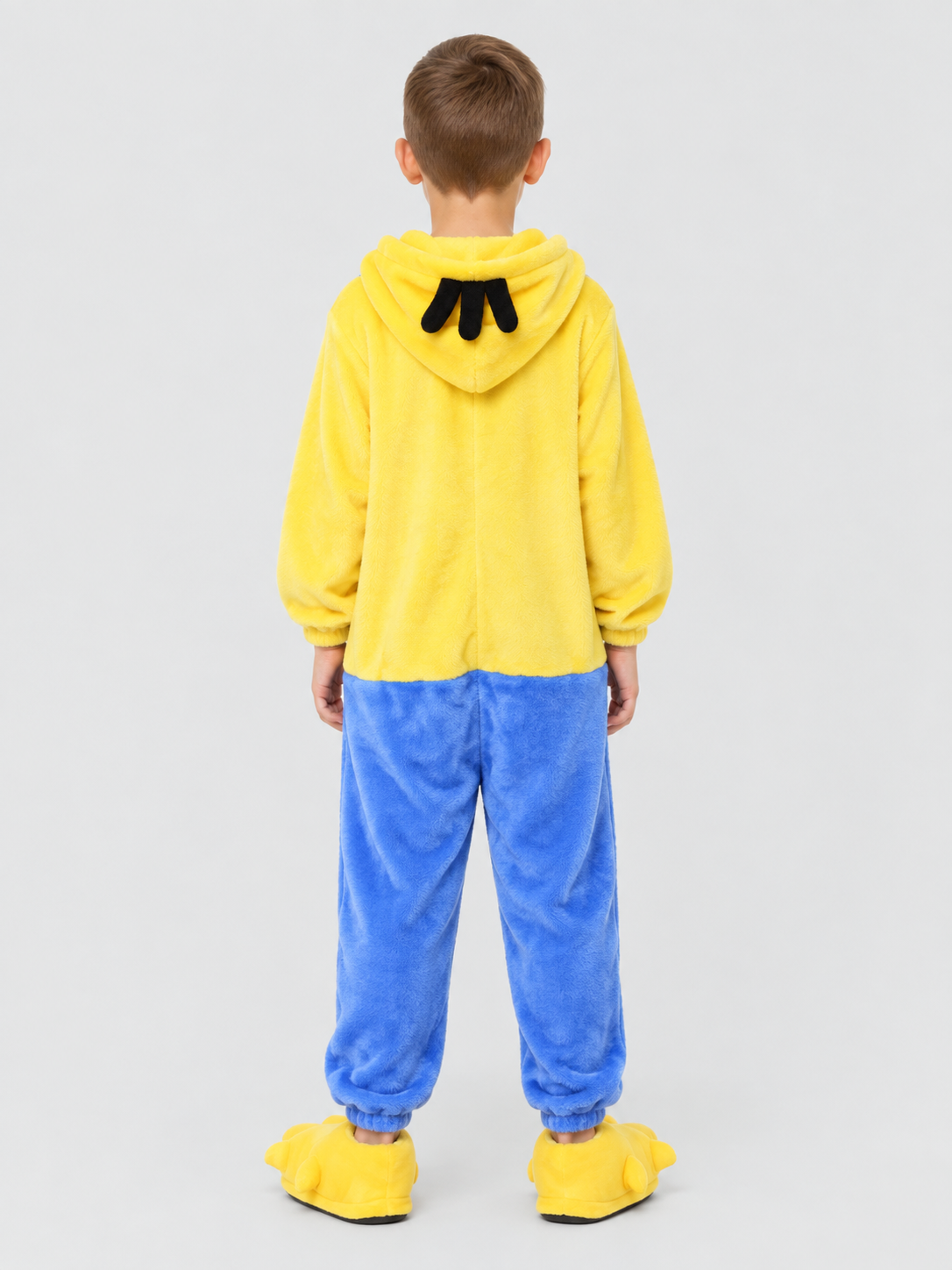 Kids' Hooded Pajama Jumpsuit with Cartoon Print