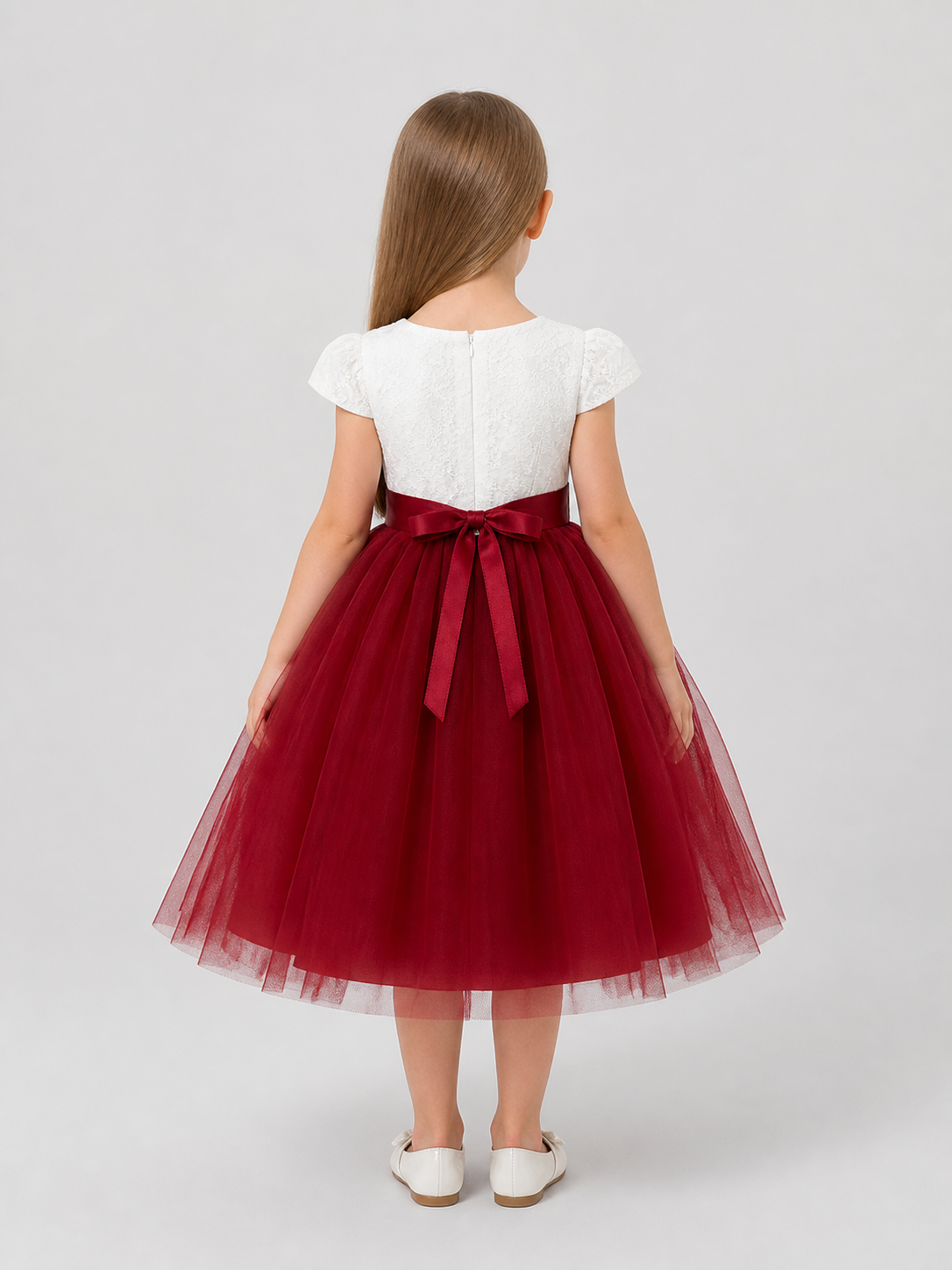 Children's Princess Dress with a Full Skirt and Bow back view
