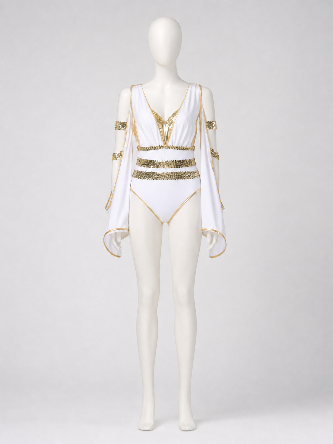 Cleopatra Costume with Gold Trim and Draping back view