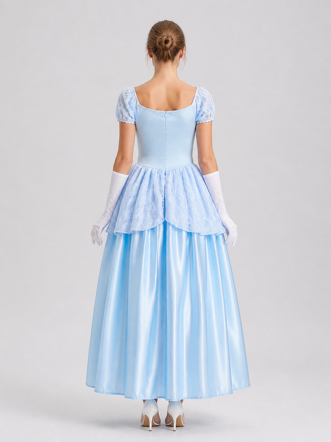 Princess Sissi Cosplay Dress, Blue, Long back view