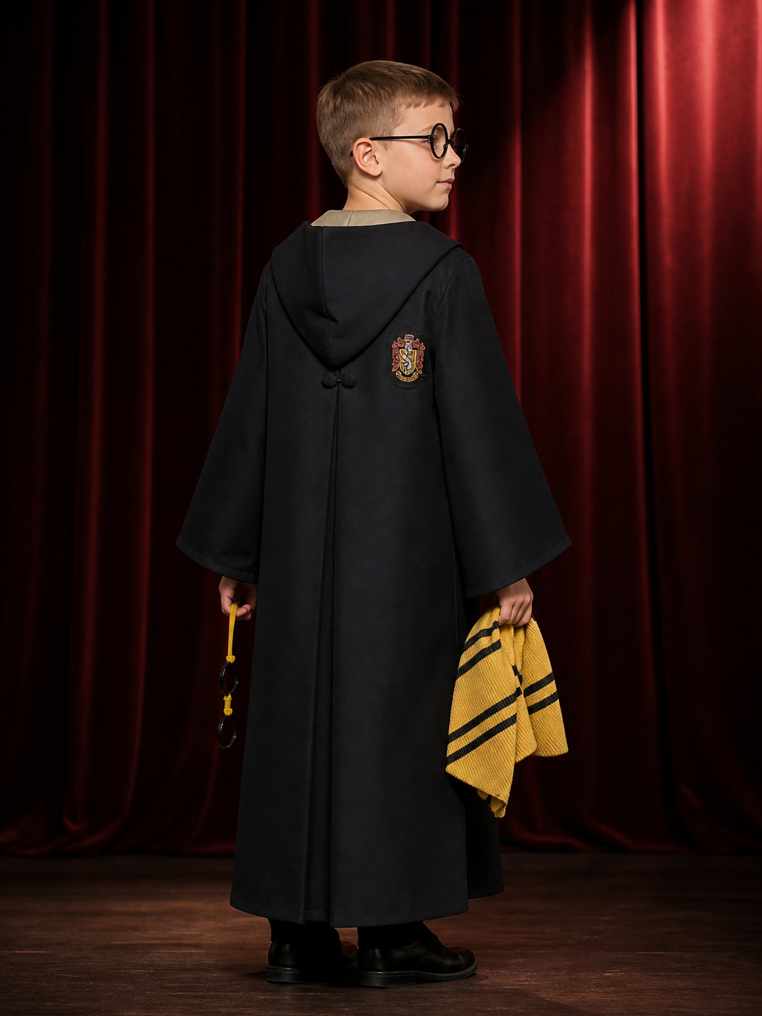 Harry Potter Hufflepuff Robe, Cosplay Costume back view