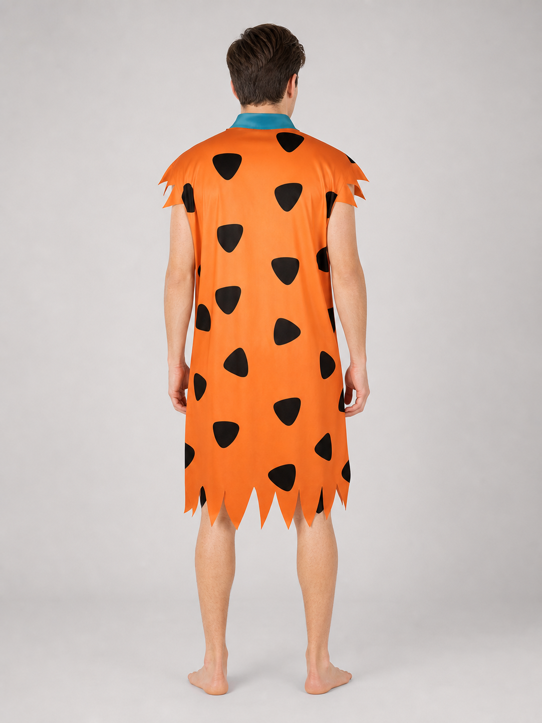 Orange Dress with Black Spots and Blue Accessory back view 5