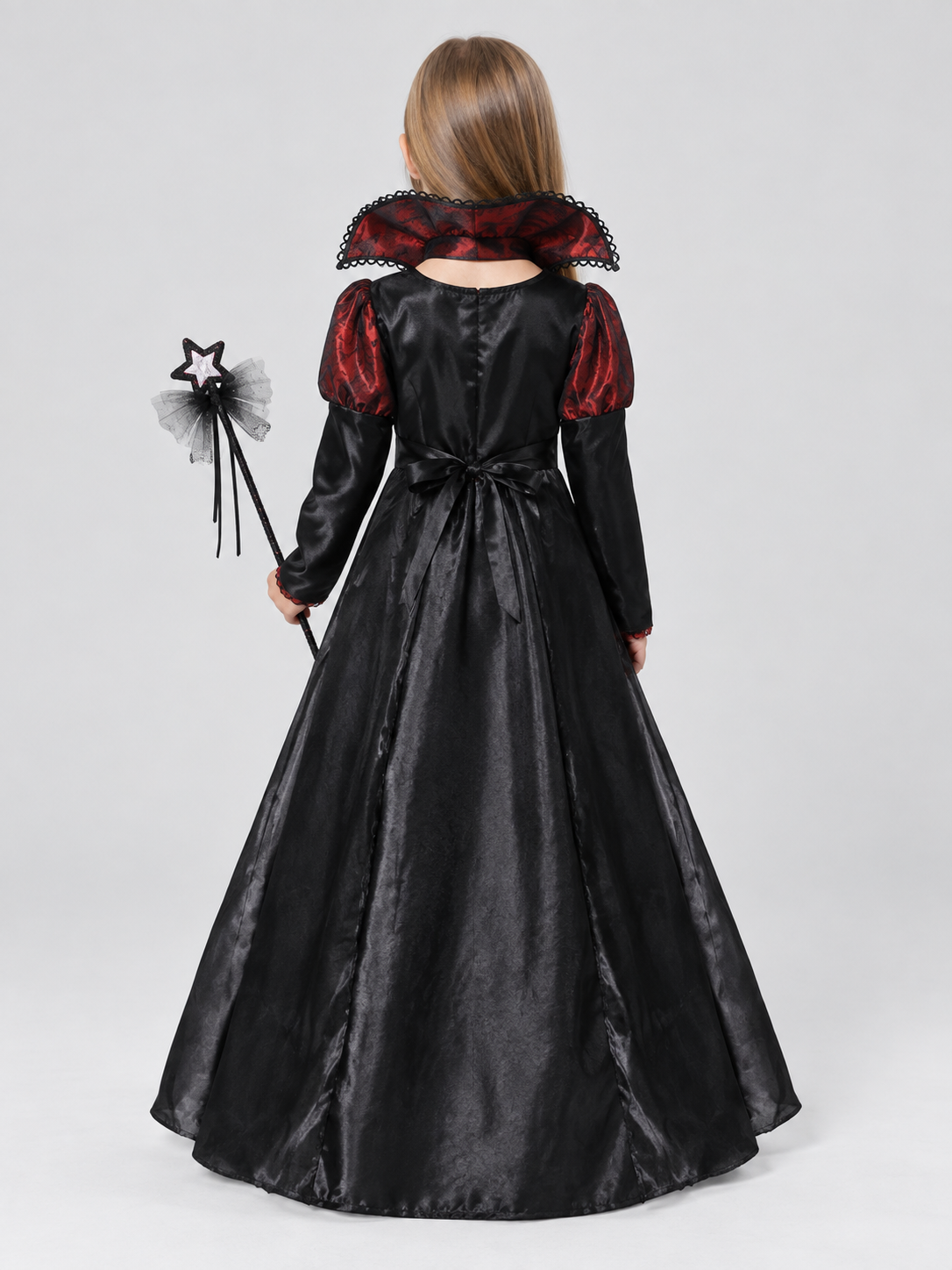 Children's Black and Red Carnival Costume with Lacing back view
