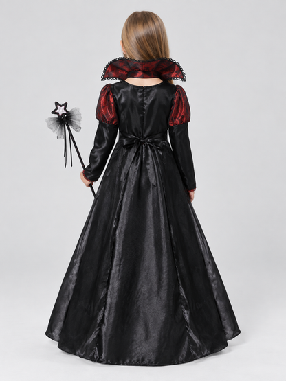 Children's Black and Red Carnival Costume with Lacing back view