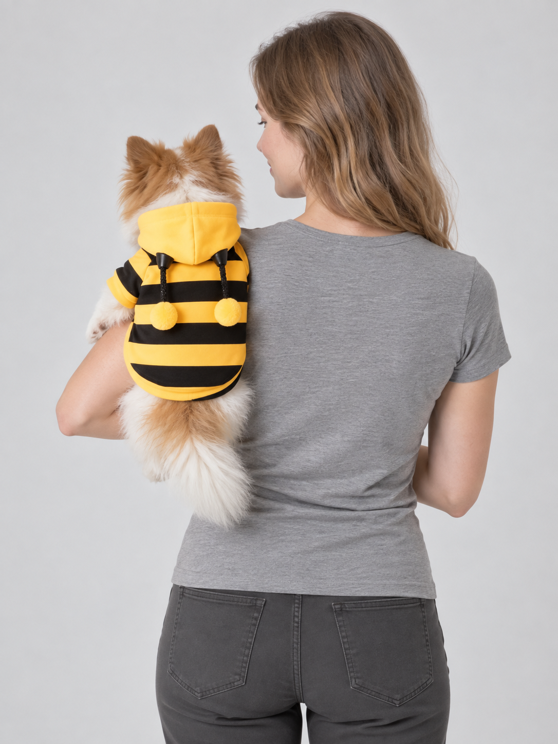 Bee Costume for Cats and Dogs, Yellow and Black with Hood