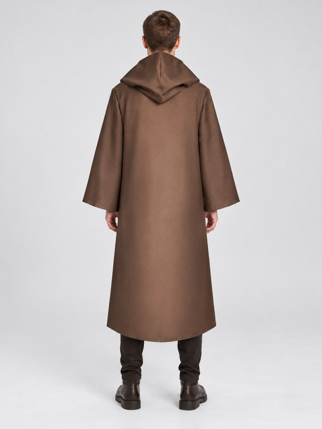 Hooded Masquerade Cloak, Brown, Wide Sleeves