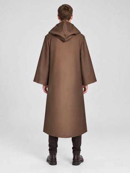 Hooded Masquerade Cloak, Brown, Wide Sleeves