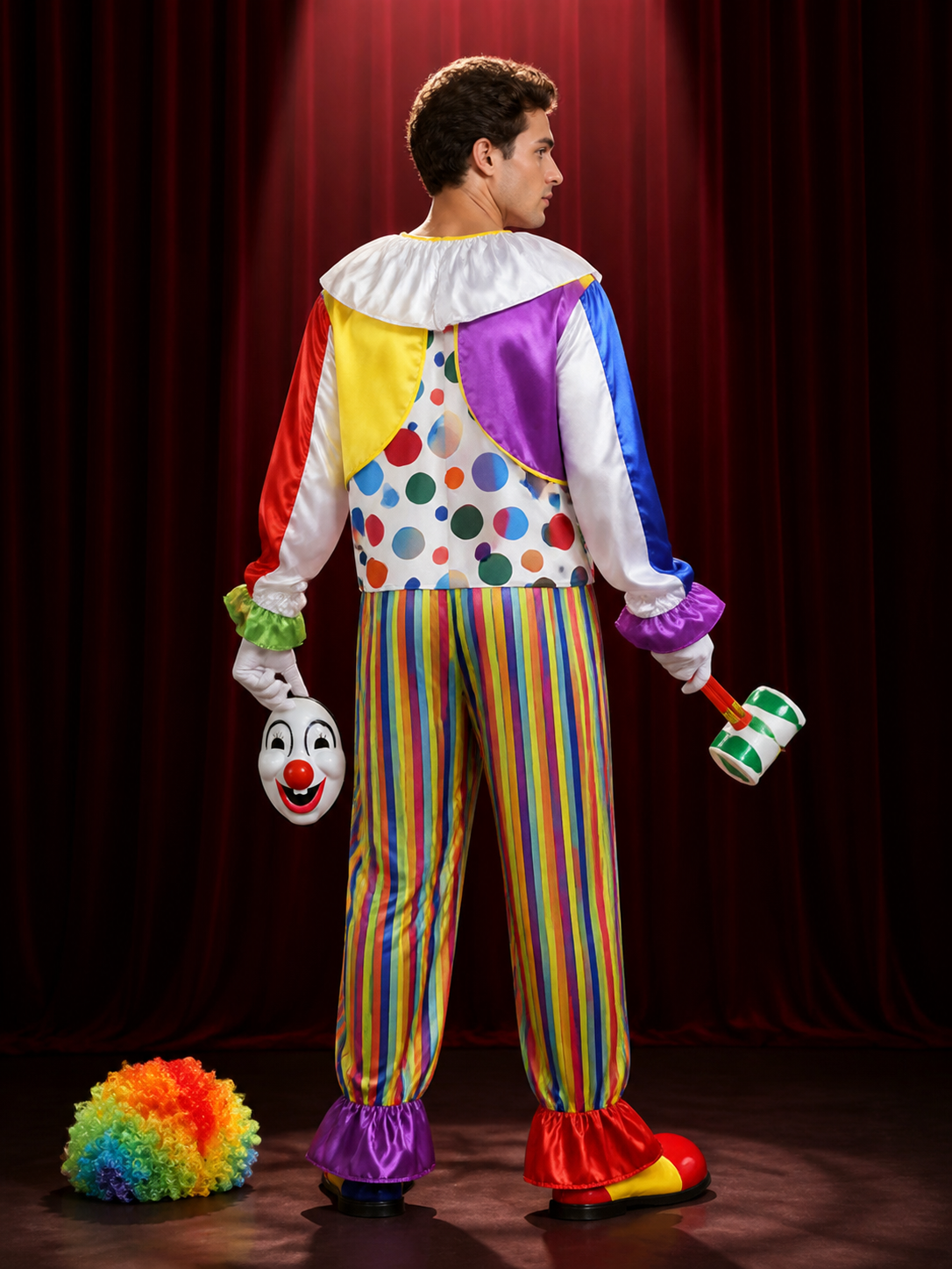 Striped Clown Costume for Carnivals and Performances back view