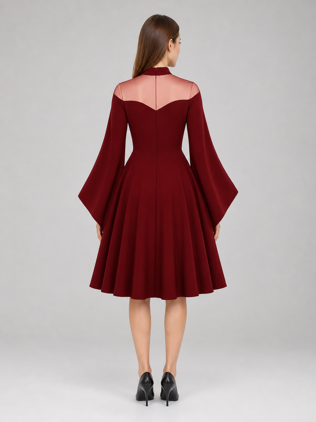 Cosplay Dress with Mesh and High Collar
