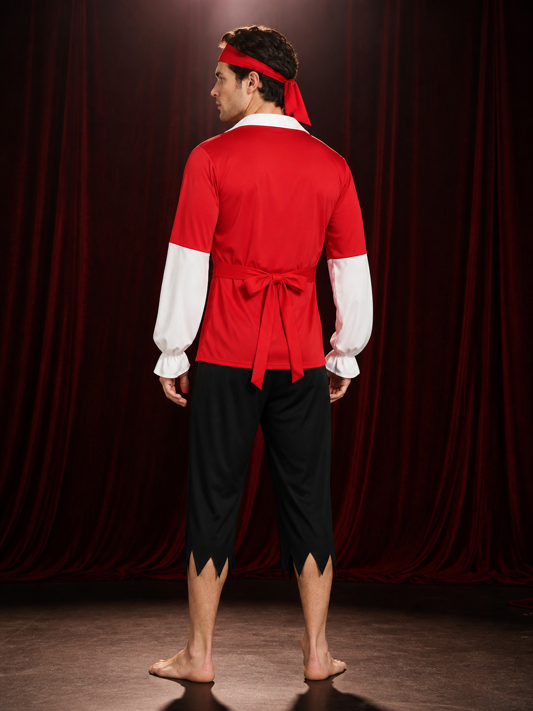 Retro Pirate Costume with White Collar for Costume Parties back view
