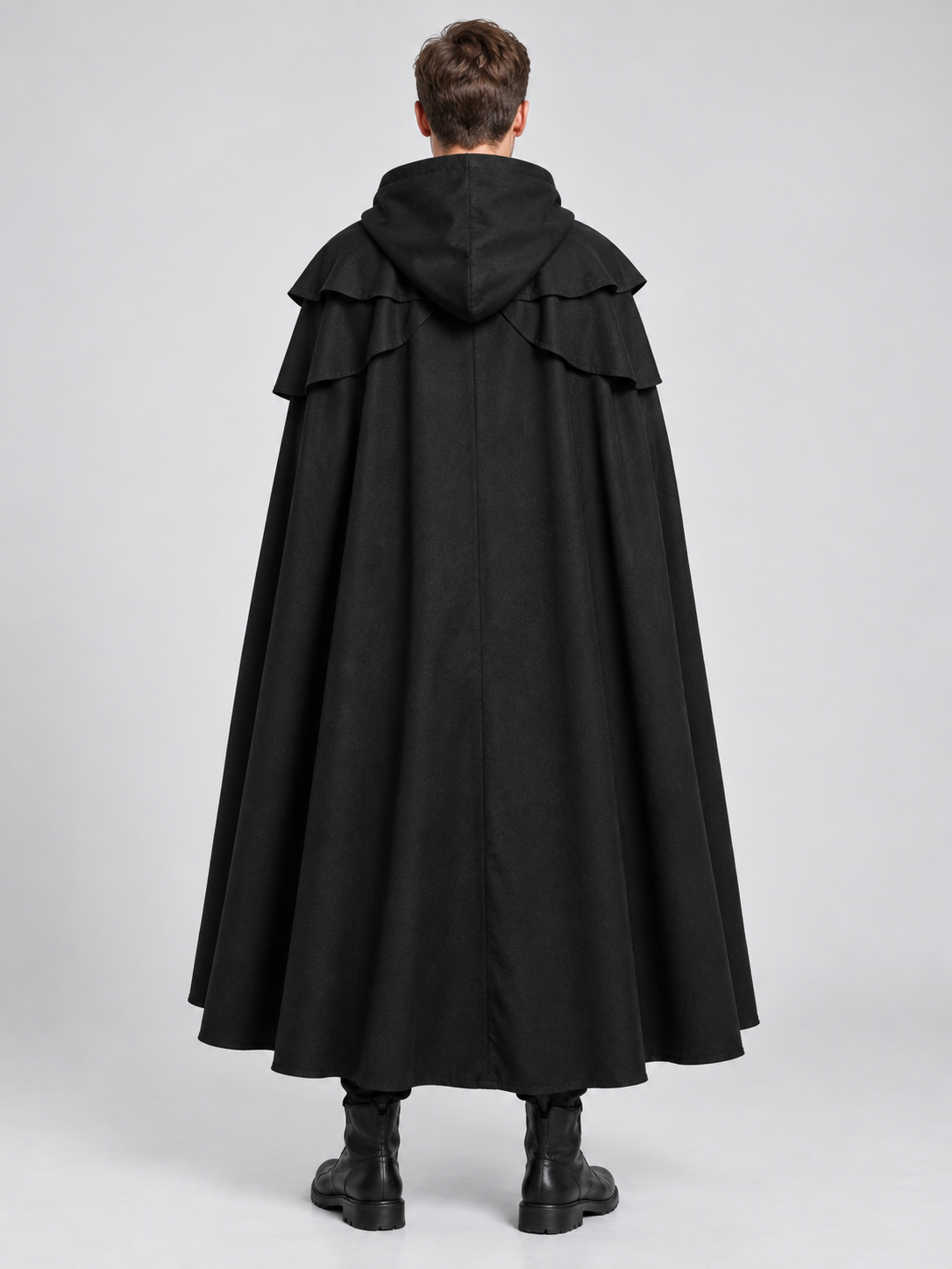 Long Loose Hooded Cloak Cape Black
