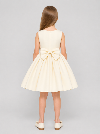 Girls' Formal Princess Dress with Bow and Full Skirt back view