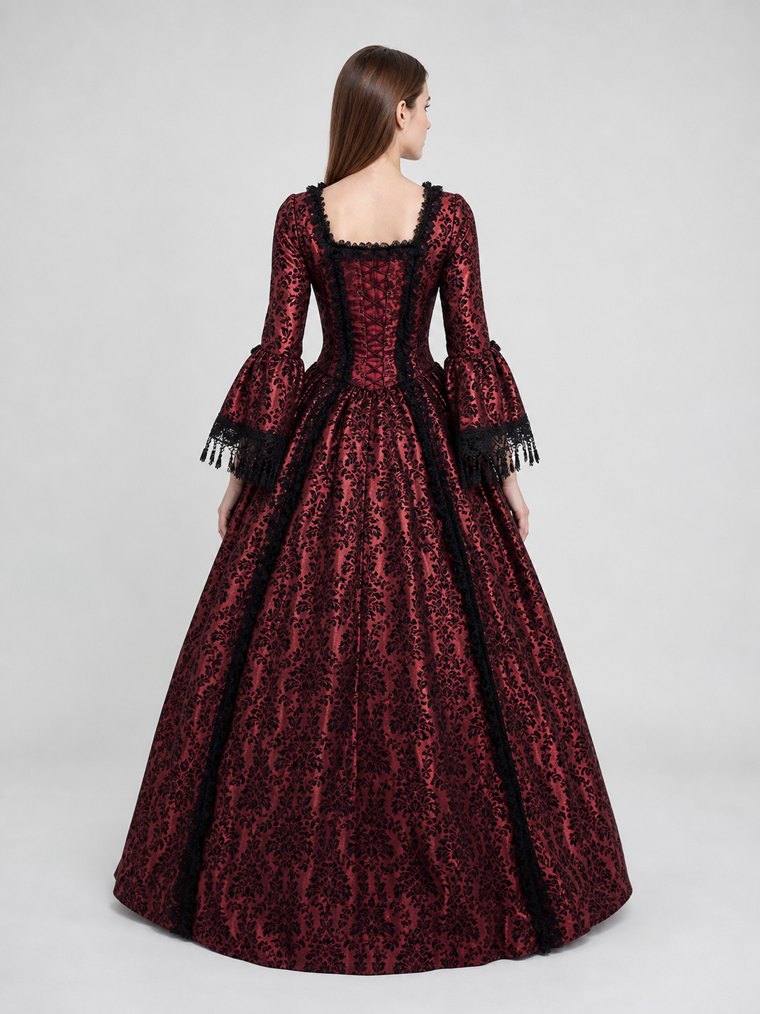 Renaissance Dress with Lace Sleeves and Cords