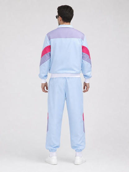 Sports tracksuit with jacket and pants, geometric inserts