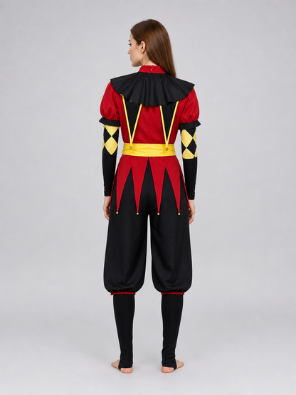 Pierrot Jester Costume for Cosplay with Mask and Accessories