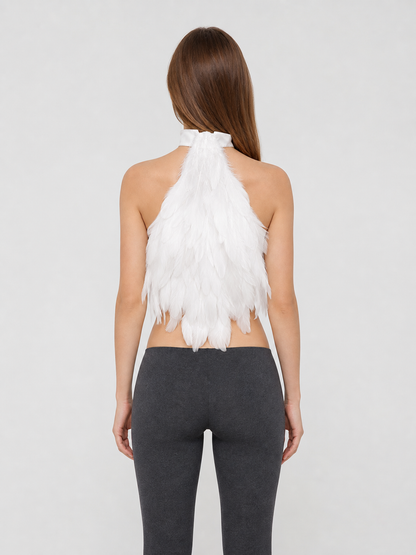 White Feather Dickey for Costumes and Performances
