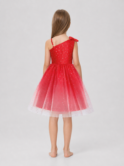 Children’s sequin princess dress with a bow and stars back view