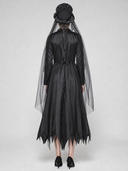 Witch Costume with Hat and Sheer Veil