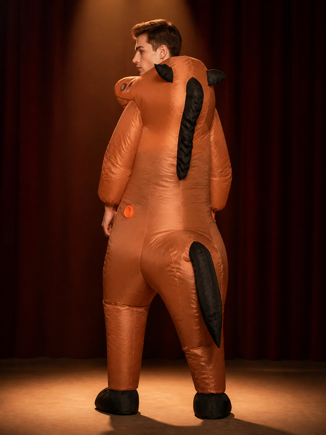 Orange Inflatable Dinosaur Costume, Spiked Full Body Halloween Party Outfit back view