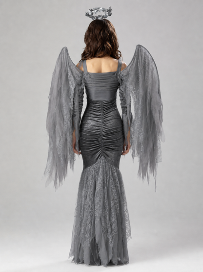 Gothic character costume with wings and a fishtail skirt
