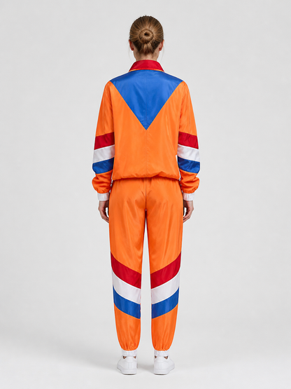 Retro Disco Tracksuit, Orange, Jacket and Pants back view