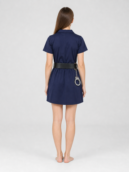 Carnival Police Uniform Dress with Cap back view
