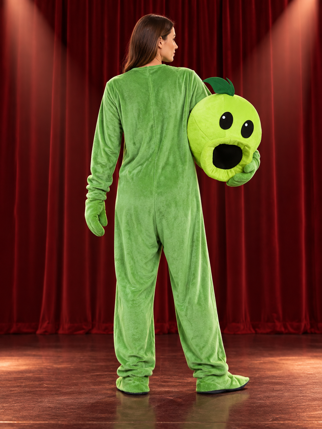 Green plant costume for adults with mask