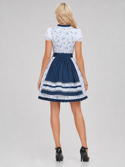 White and Blue Dress Costume for Stage Performances