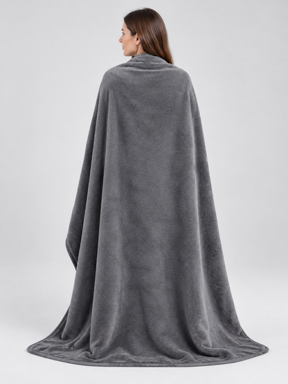 Gray Double-Sided Fleece Throw Blanket with Binding