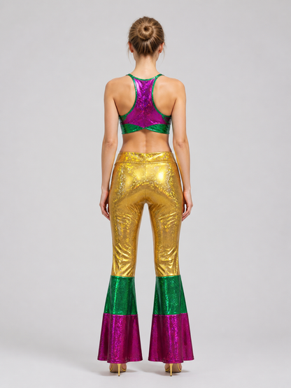 Stage Costume, Sparkly Top and Flared Pants back view