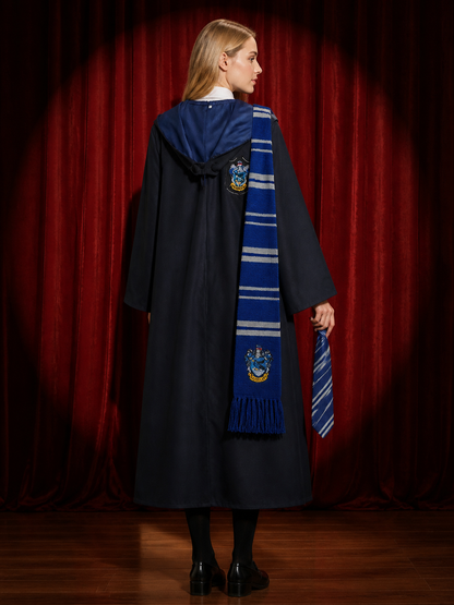Kids Wizard Robe Costume Set with Striped Scarf and Tie back view