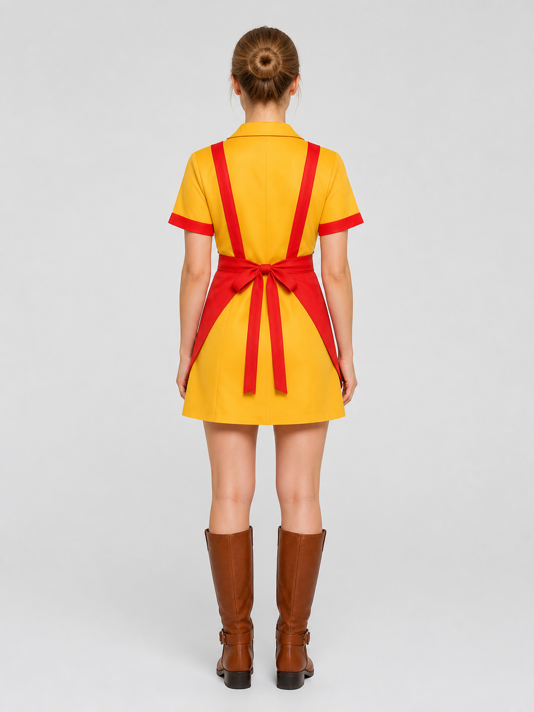 “2 Broke Girls” Cosplay Costume with Dress and Apron back view