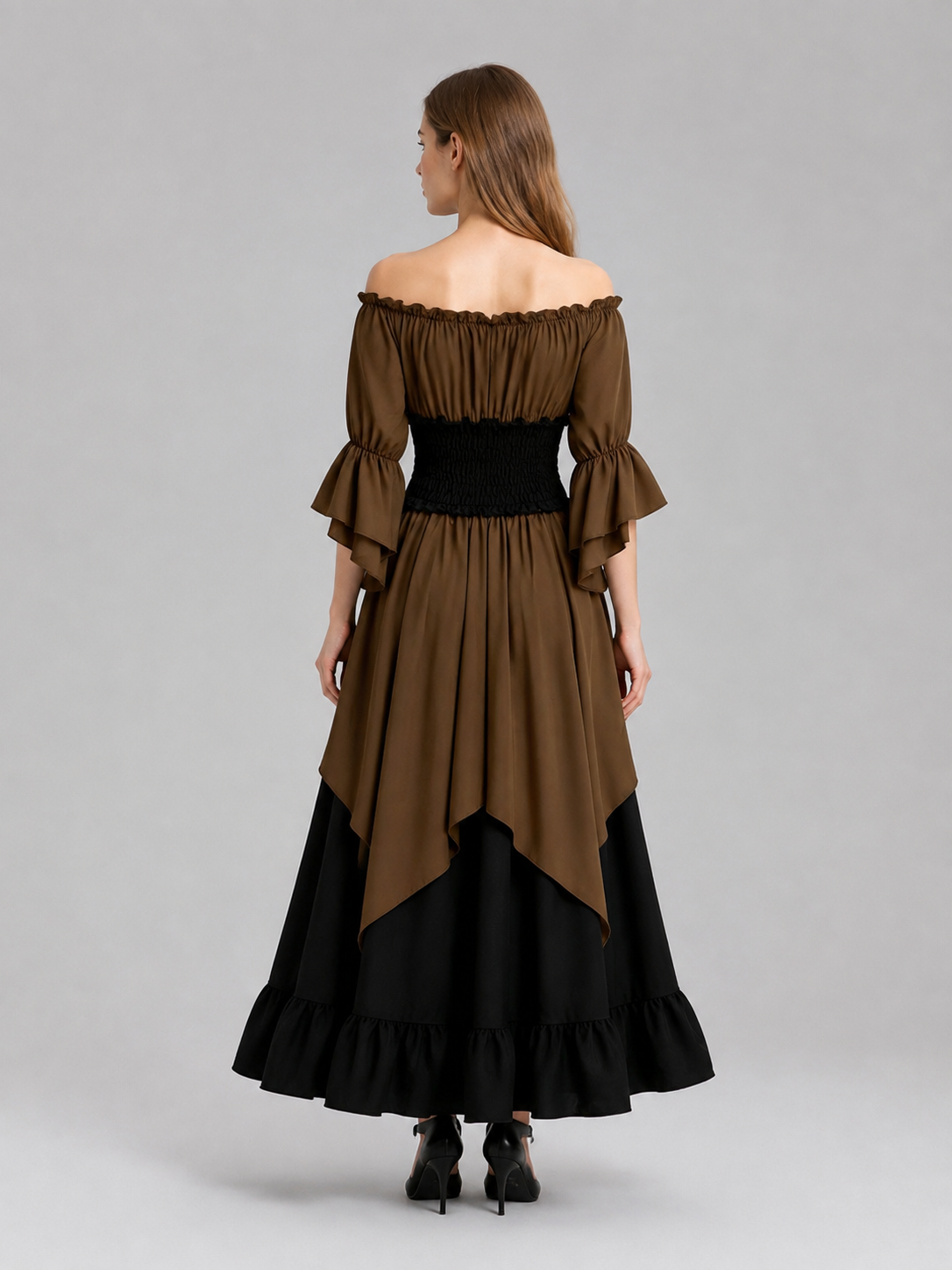 Medieval Off-the-Shoulder Lace-Up Dress back view