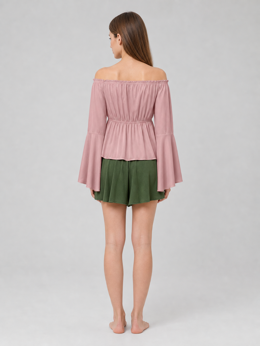 Off-the-Shoulder Blouse with Long Sleeves