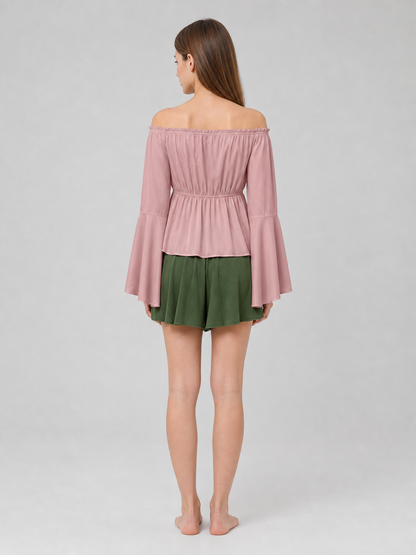 Off-the-Shoulder Blouse with Long Sleeves