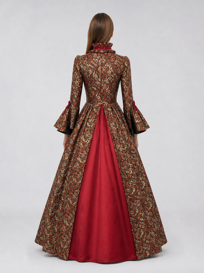 Long Victorian Dress with Floral Pattern