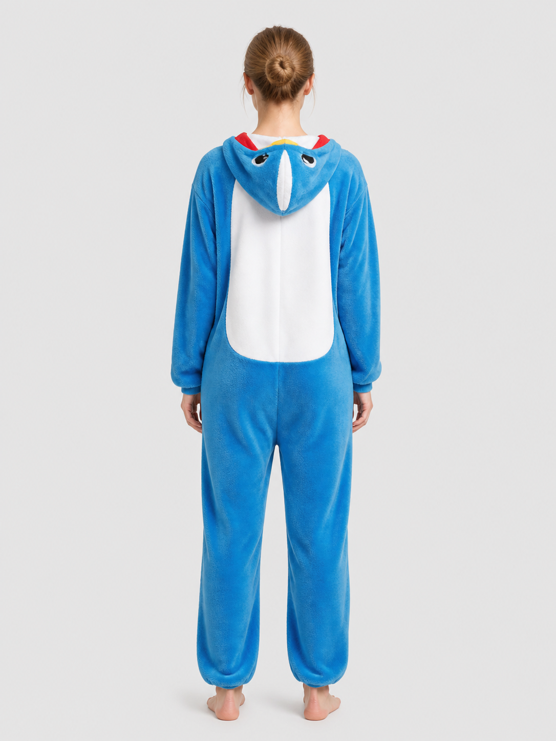 Hooded Flannel Animal Pajama Jumpsuit back view