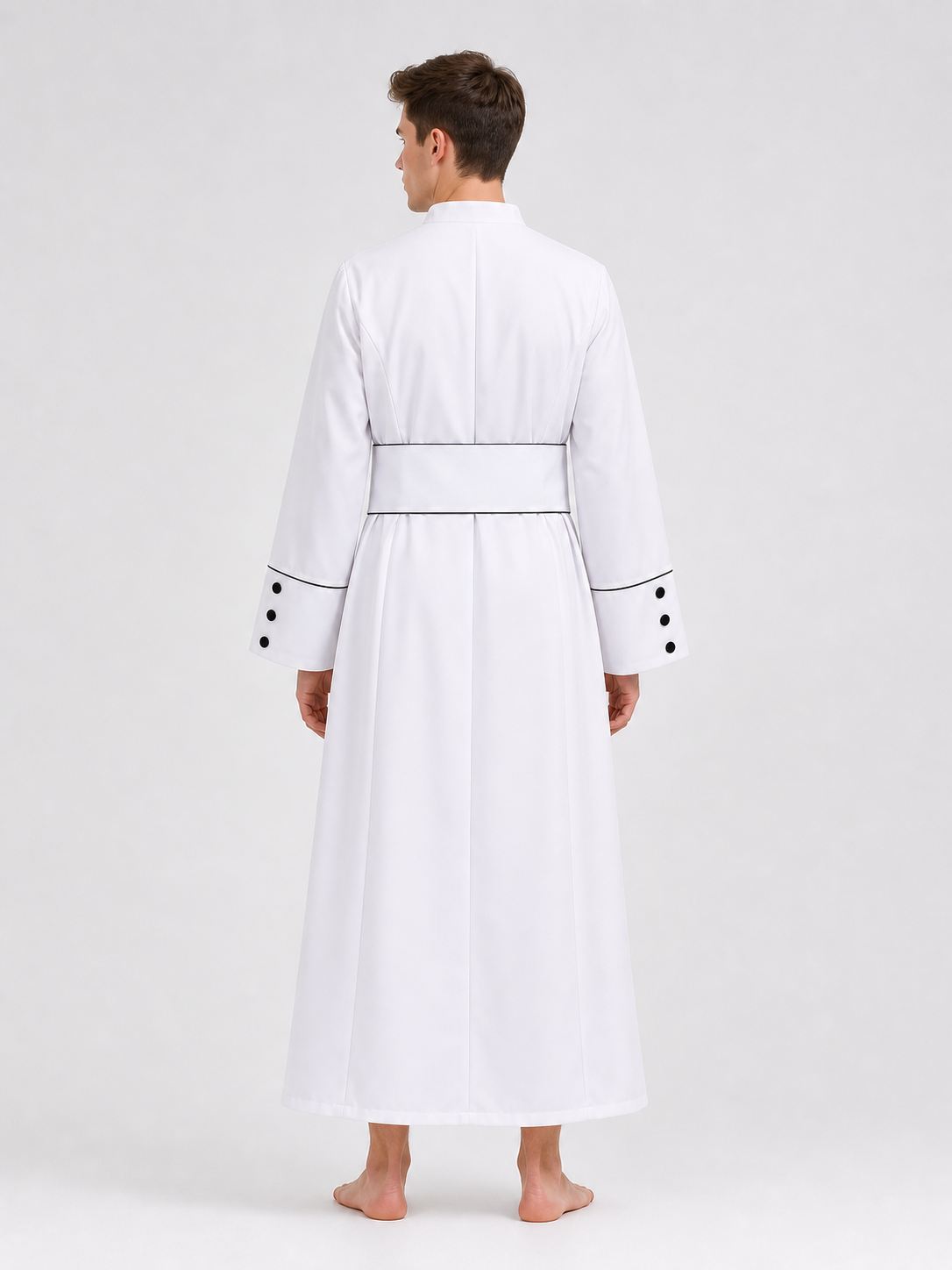 Carnival Robe with Crosses, White with Black Trim